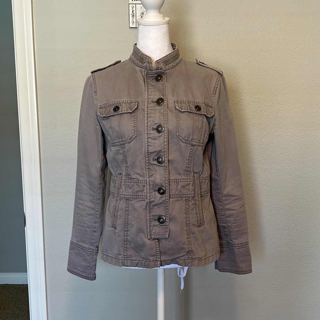 Gap Grey Button Down Utility Jacket Size Small